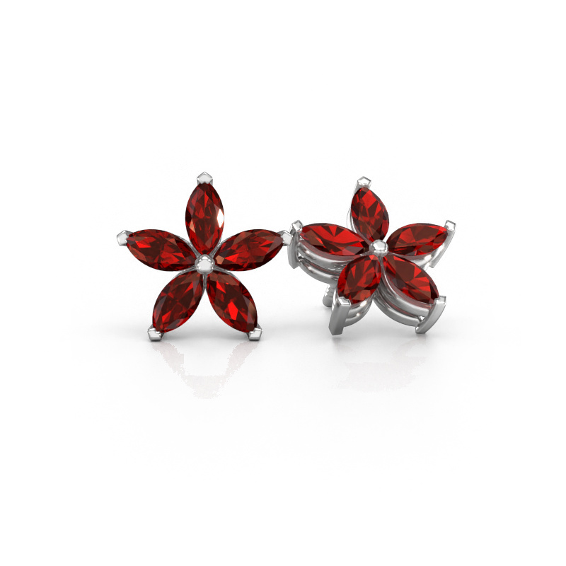 Image of Stud earrings Sylvana 950 platinum Garnet 5x2.5 mm