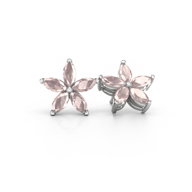 Image de Clous d'oreilles Sylvana 950 platine Champagne morganite 5x2.5 mm