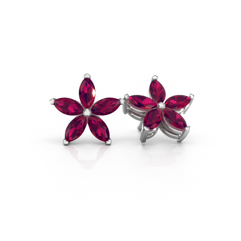 Image of Stud earrings Sylvana 950 platinum Rhodolite 5x2.5 mm