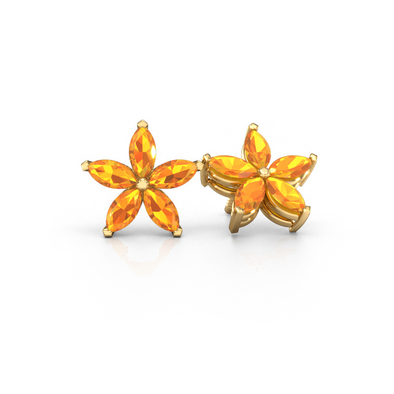 Image of Stud earrings Sylvana 585 gold Citrin 5x2.5 mm