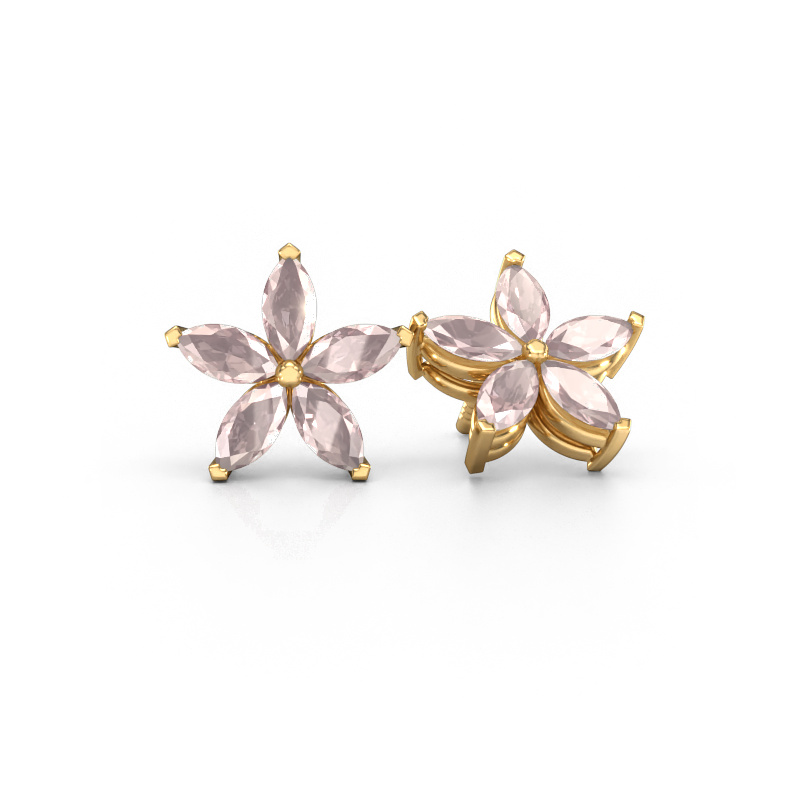 Image of Stud earrings Sylvana 585 gold Morganite champagne 5x2.5 mm