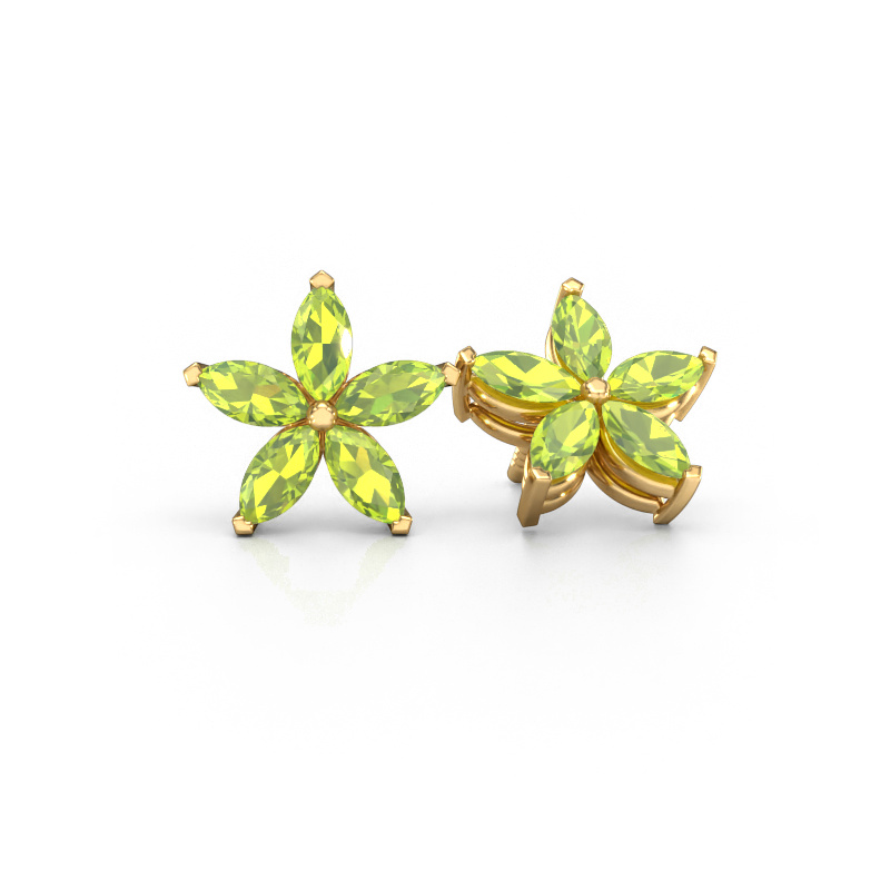 Image of Stud earrings Sylvana 585 gold Peridot 5x2.5 mm