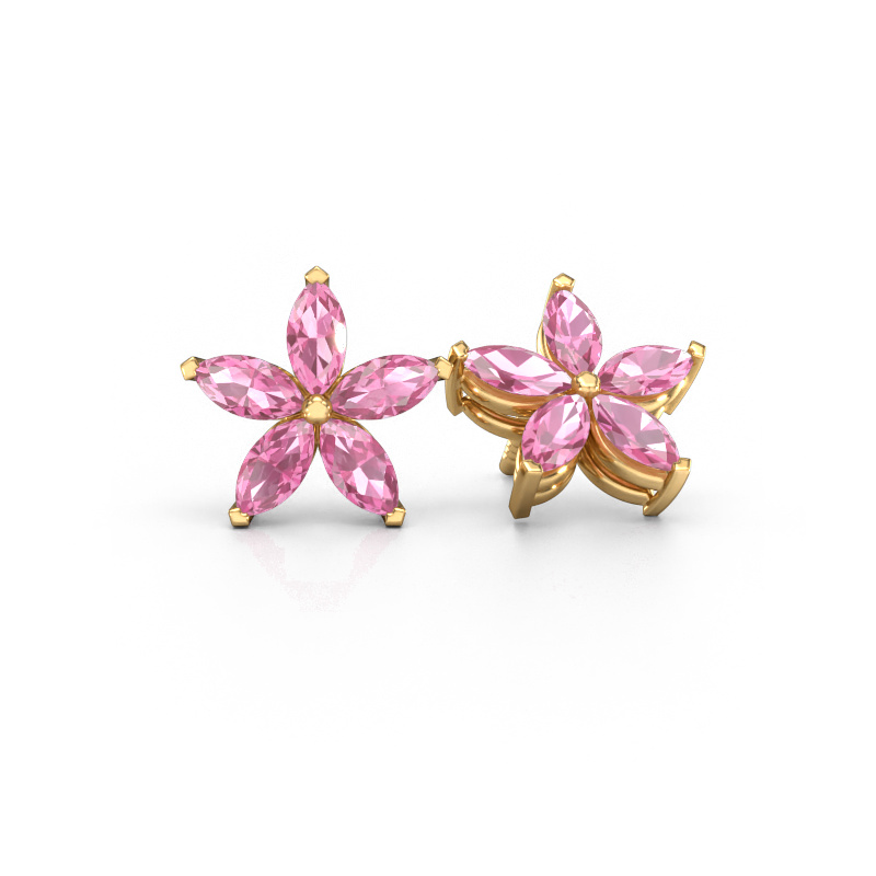 Image of Stud earrings Sylvana 585 gold Pink sapphire 5x2.5 mm
