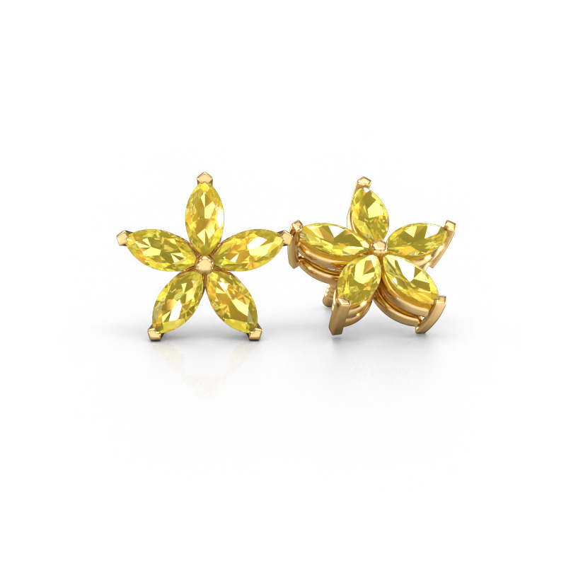 Image de Clous d'oreilles Sylvana 585 or jaune Saphir jaune 5x2.5 mm