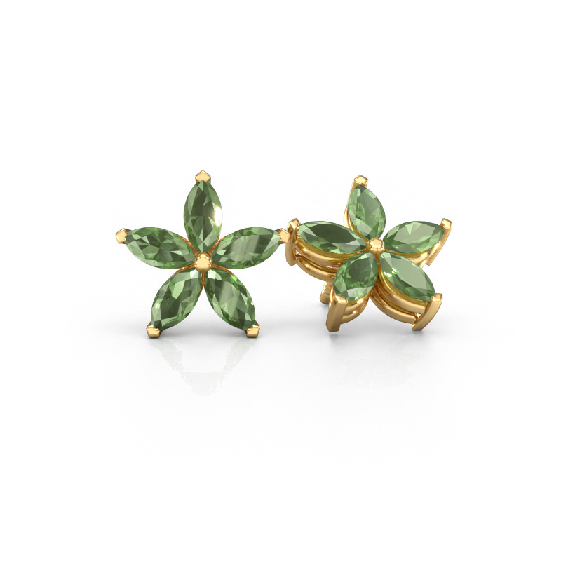 Afbeelding van Oorstekers Sylvana 585 Goud Toermalijn groen 5x2.5 mm