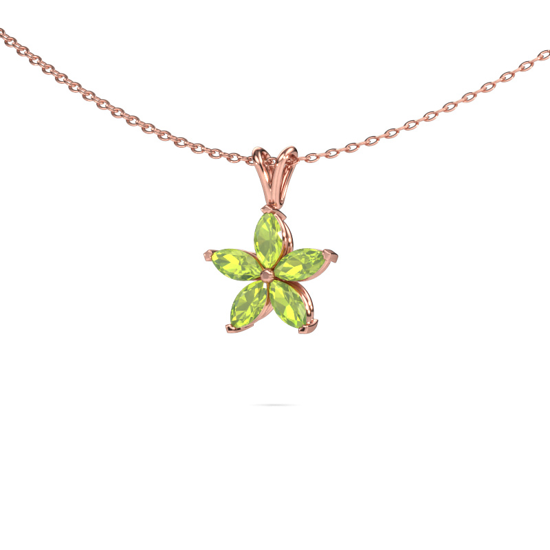 Image of Pendant Sylvana 585 rose gold Peridot 5x2.5 mm