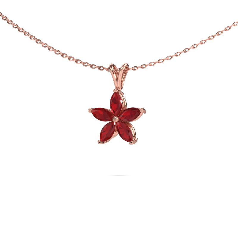 Image of Pendant Sylvana 585 rose gold Ruby 5x2.5 mm