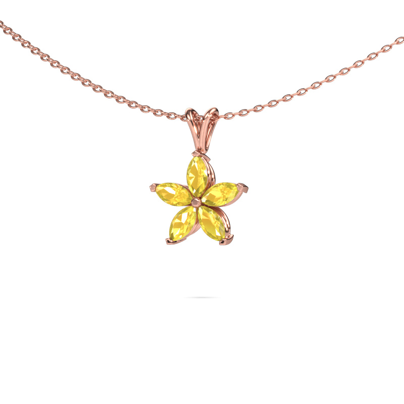 Image of Pendant Sylvana 585 rose gold Yellow sapphire 5x2.5 mm