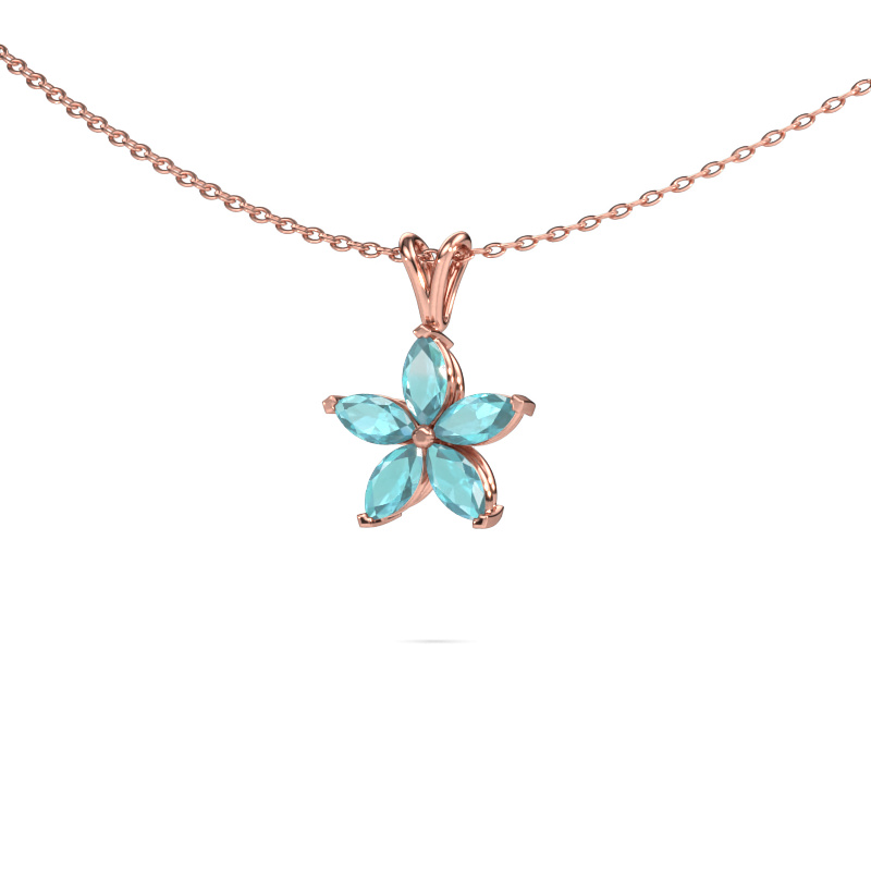 Image of Pendant Sylvana 585 rose gold Blue topaz 5x2.5 mm