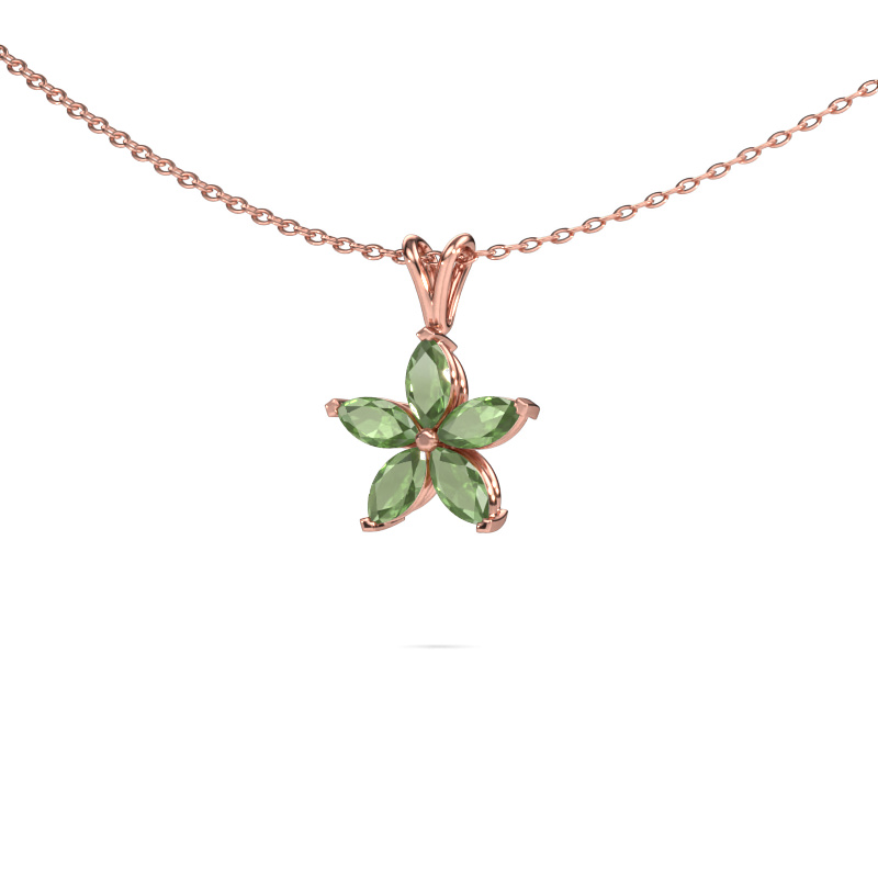 Image de Pendentif Sylvana 585 or rose Vert tourmaline 5x2.5 mm