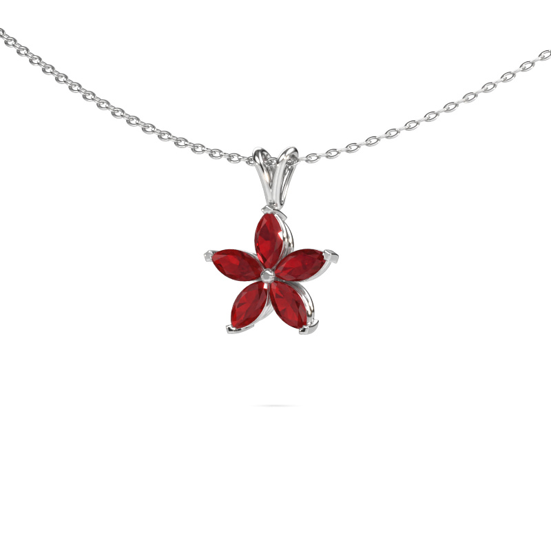 Image of Pendant Sylvana 585 white gold Ruby 5x2.5 mm