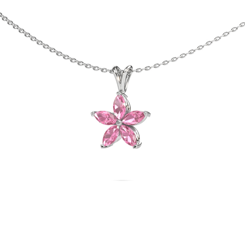 Image of Pendant Sylvana 950 platinum Pink sapphire 5x2.5 mm