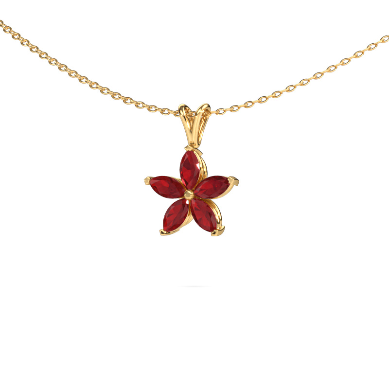 Image of Pendant Sylvana 585 gold Ruby 5x2.5 mm