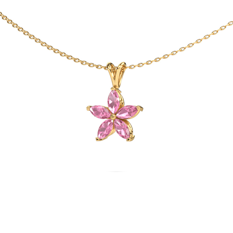 Image of Pendant Sylvana 585 gold Pink sapphire 5x2.5 mm