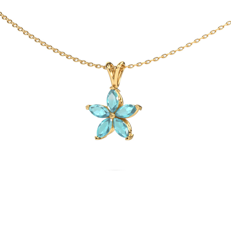 Image of Pendant Sylvana 585 gold Blue topaz 5x2.5 mm