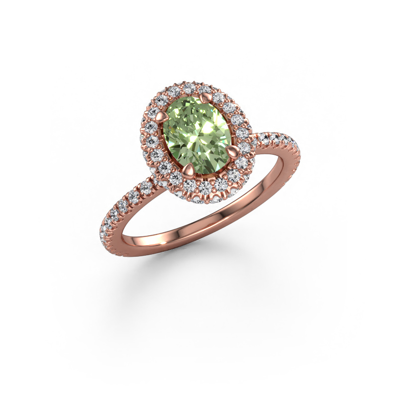 Bild von Verlobungsring Talitha OVL 585 Roségold Grüner Labor-Diamant 7x5 mm