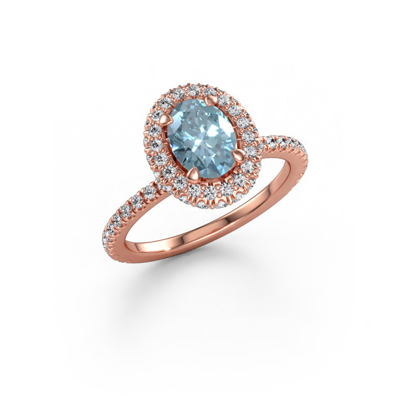 Immagine di Anello di fidanzamento Talitha OVL 585 oro rosa Diamante lab grown blu 7x5 mm