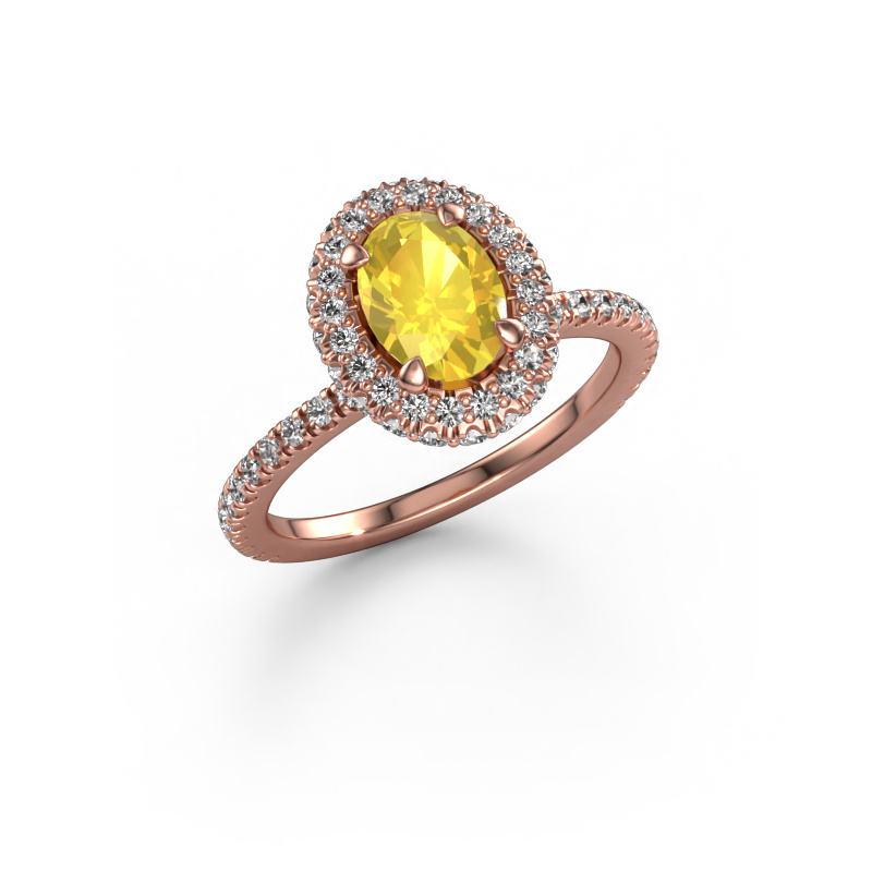 Image of Engagement ring Talitha OVL 585 rose gold Yellow sapphire 7x5 mm