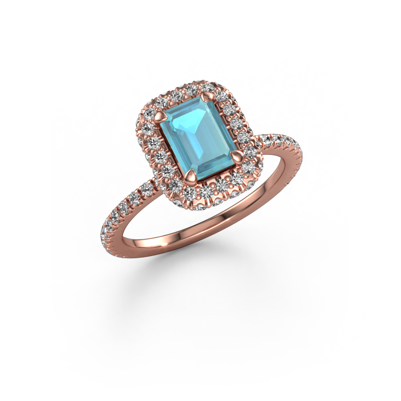 Image of Engagement ring Talitha EME 585 rose gold Blue topaz 7x5 mm