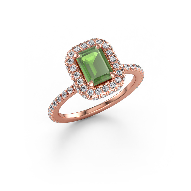 Bild av Förlovningsring Talitha EME 585 roséguld Grön turmalin 7x5 mm