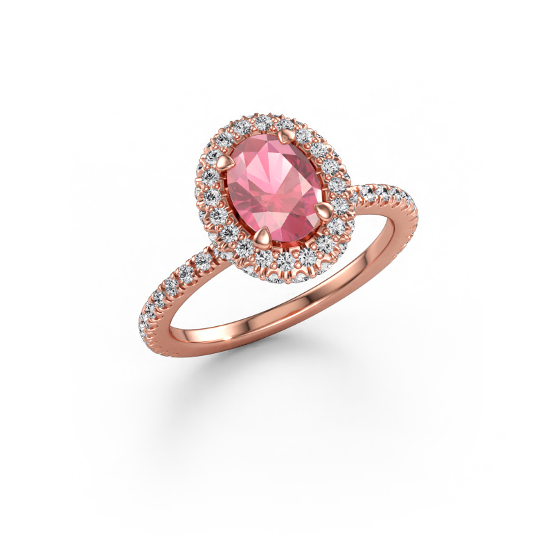 Immagine di Anello di fidanzamento Talitha OVL 585 oro rosa Tormalina rosa 7x5 mm