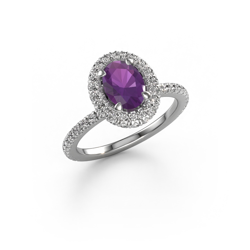 Image of Engagement ring Talitha OVL 950 platinum Amethyst 7x5 mm
