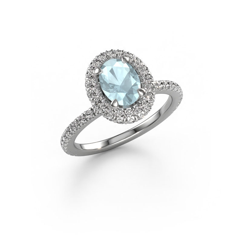 Image of Engagement ring Talitha OVL 950 platinum Aquamarine 7x5 mm