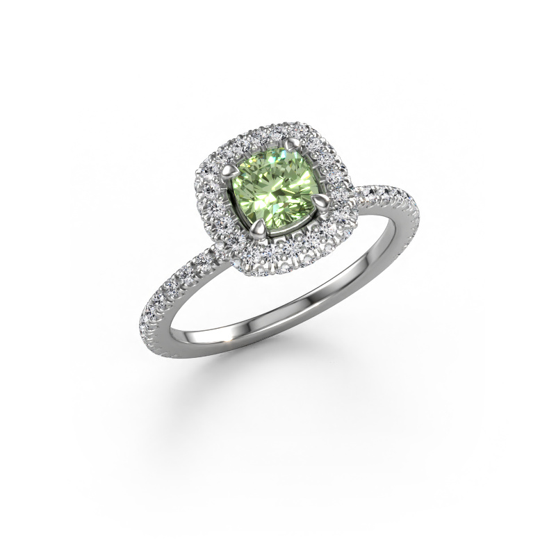Image of Engagement ring Talitha CUS 585 white gold Green lab grown diamond 5 mm