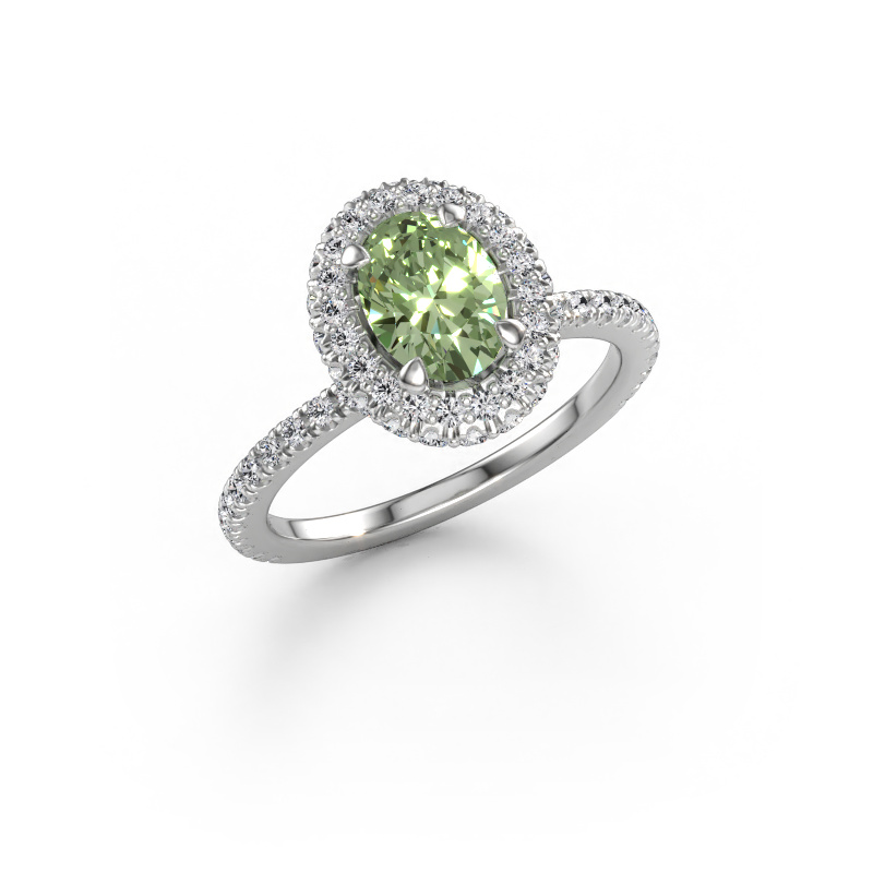 Immagine di Anello di fidanzamento Talitha OVL 950 platino Diamante lab grown verde 7x5 mm
