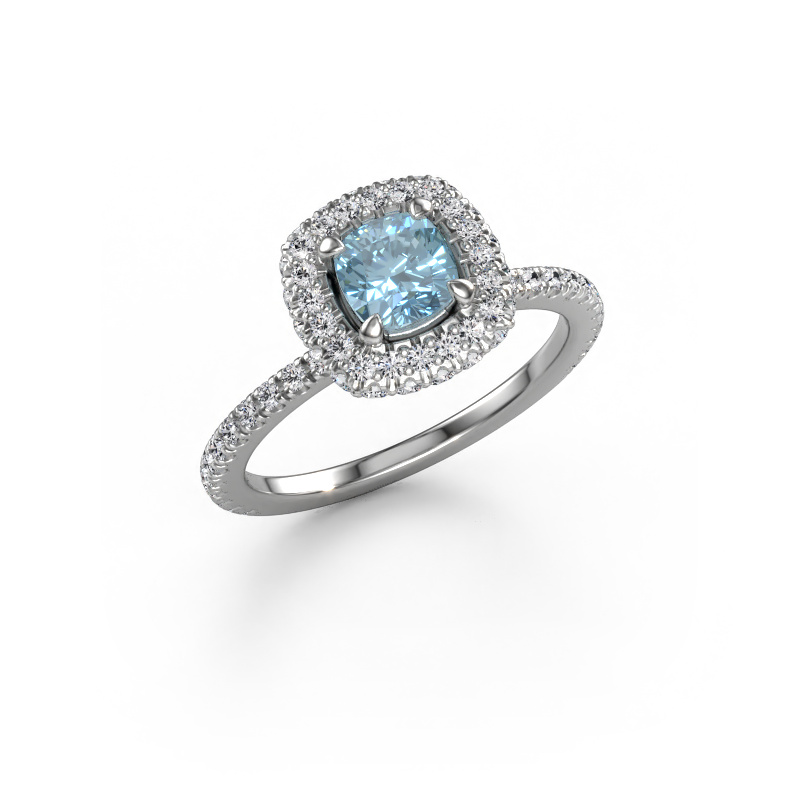 Image of Engagement ring Talitha CUS 585 white gold Blue lab grown diamond 5 mm