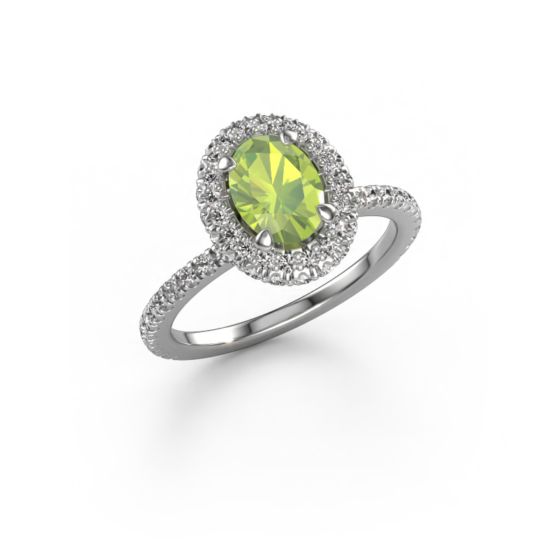 Image of Engagement ring Talitha OVL 585 white gold Peridot 7x5 mm