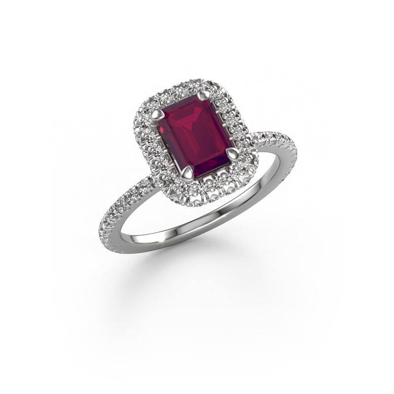 Image de Bague de fiançailles Talitha EME 585 or blanc Rhodolite 7x5 mm