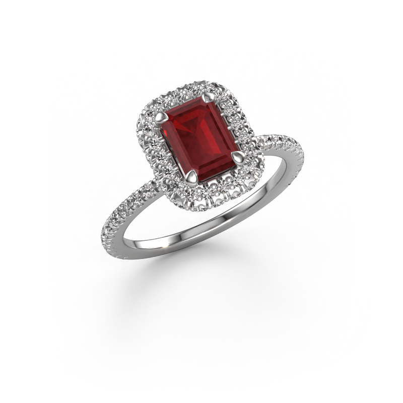 Image of Engagement ring Talitha EME 950 platinum Ruby 7x5 mm