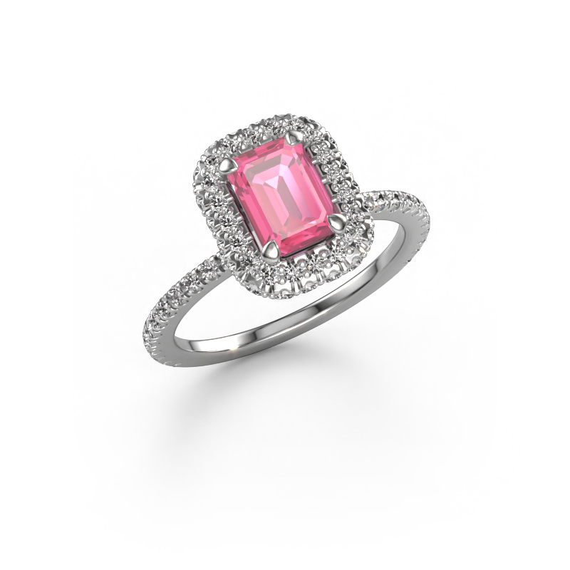 Image de Bague de fiançailles Talitha EME 585 or blanc Saphir rose 7x5 mm