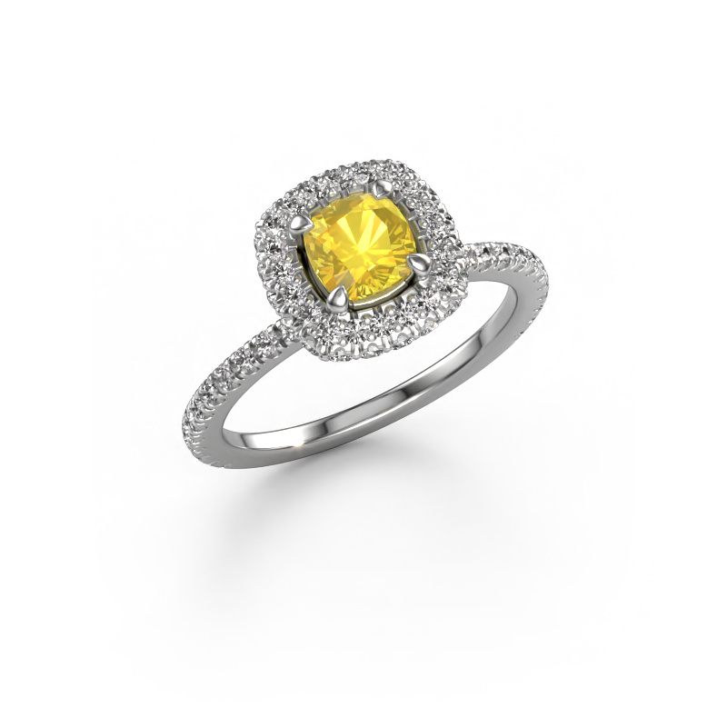 Image of Engagement ring Talitha CUS 585 white gold Yellow sapphire 5 mm