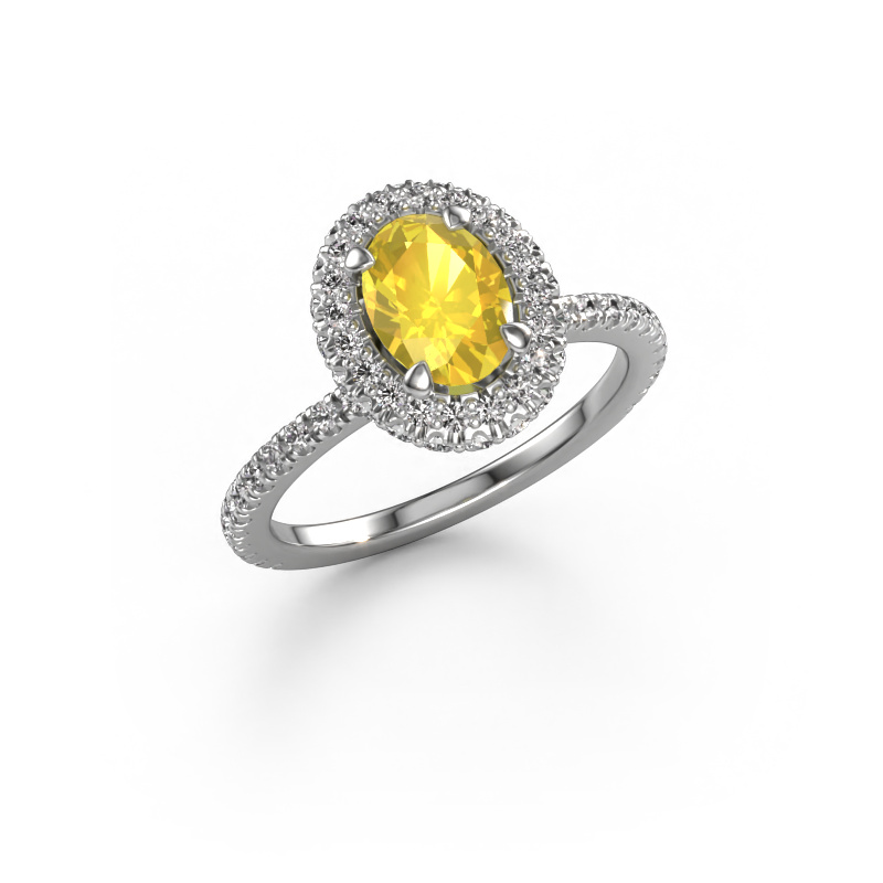 Image de Bague de fiançailles Talitha OVL 950 platine Saphir jaune 7x5 mm