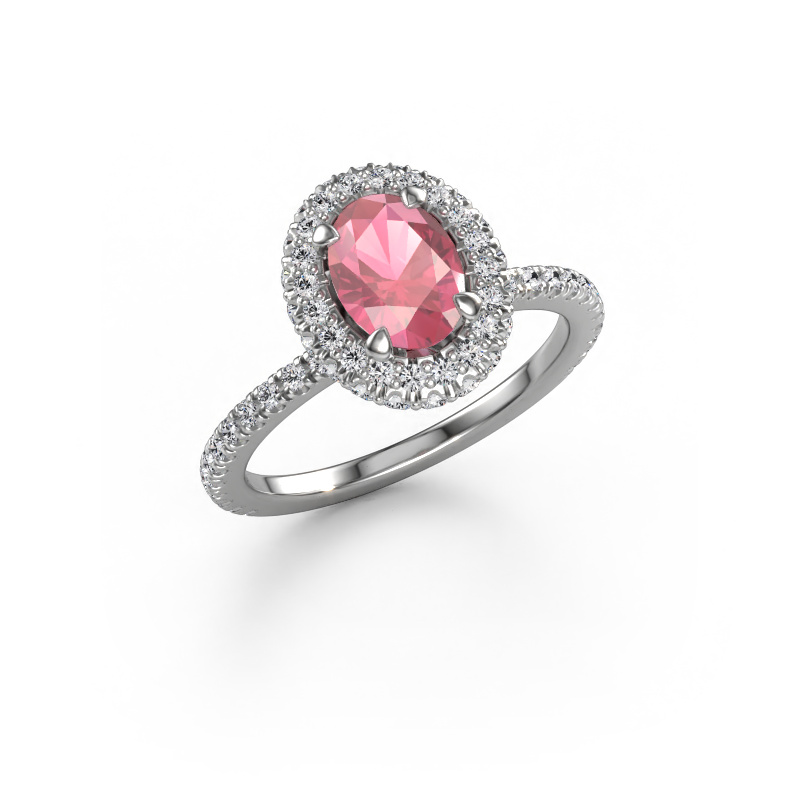 Image of Engagement ring Talitha OVL 585 white gold Tourmaline pink 7x5 mm