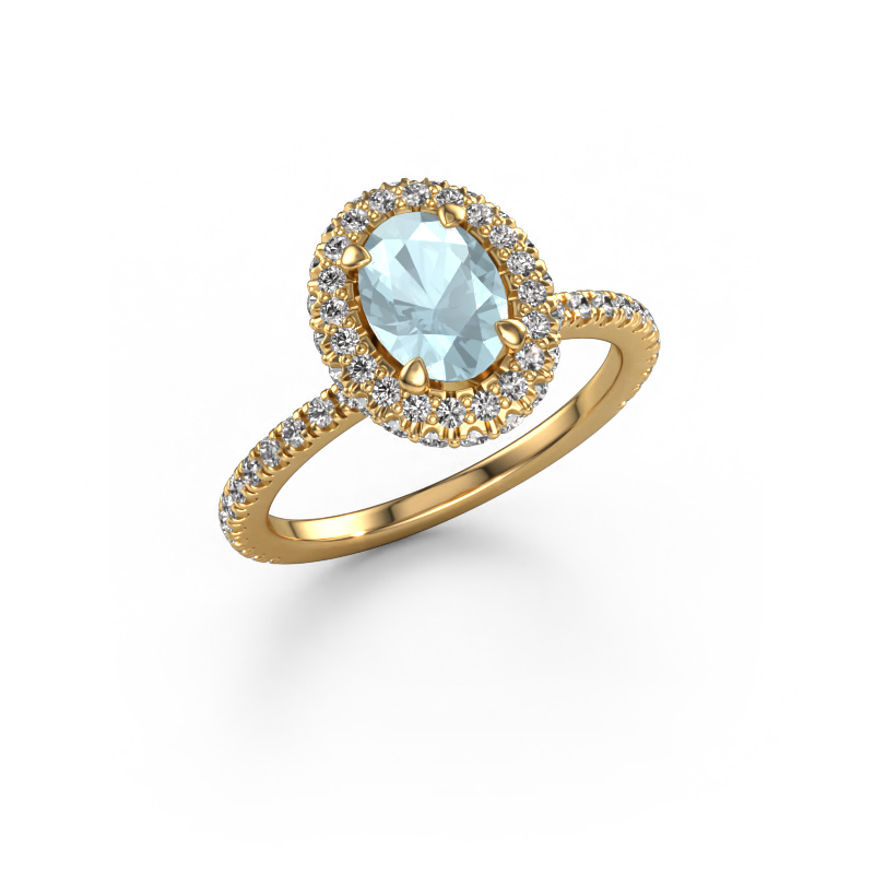 Image of Engagement ring Talitha OVL 585 gold Aquamarine 7x5 mm