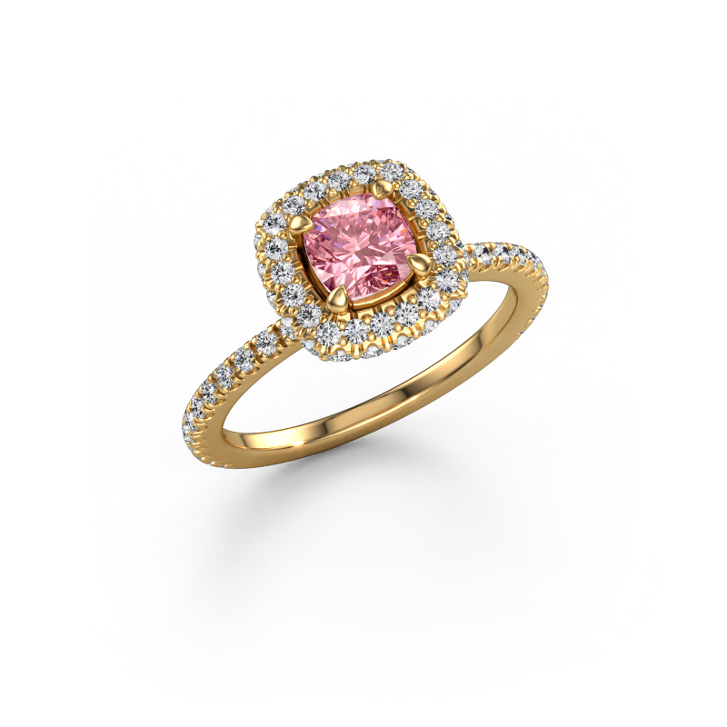 Image of Engagement ring Talitha CUS 585 gold Pink lab grown diamond 5 mm