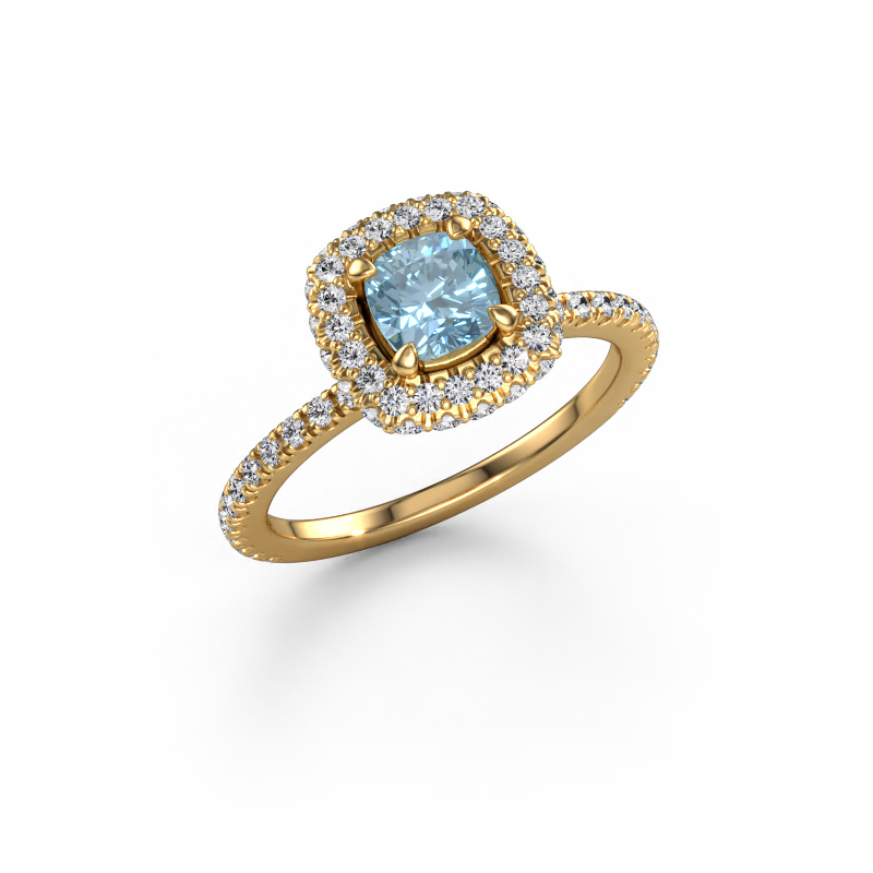Image of Engagement ring Talitha CUS 585 gold Blue lab grown diamond 5 mm