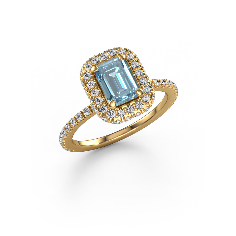 Image of Engagement ring Talitha EME 585 gold Blue lab grown diamond 7x5 mm