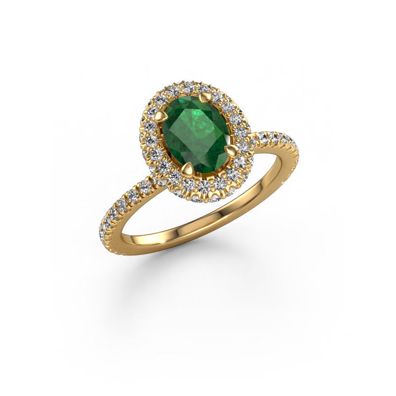 Image of Engagement ring Talitha OVL 585 gold Emerald 7x5 mm