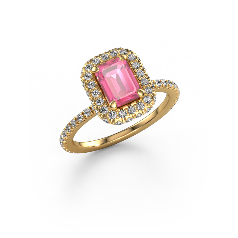 Image of Engagement ring Talitha EME 585 gold Pink sapphire 7x5 mm