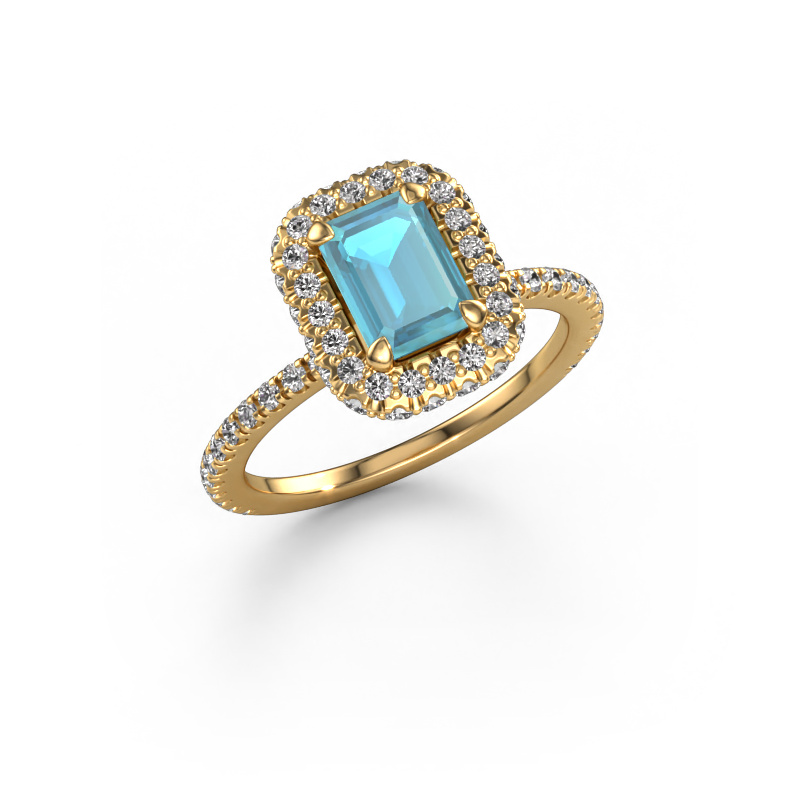 Image of Engagement ring Talitha EME 585 gold Blue topaz 7x5 mm