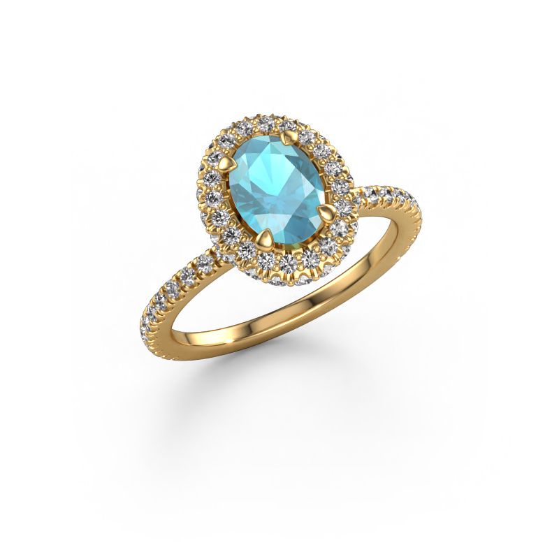 Image of Engagement ring Talitha OVL 585 gold Blue topaz 7x5 mm