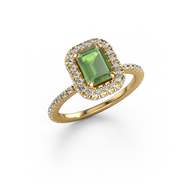 Image de Bague de fiançailles Talitha EME 585 or jaune Vert tourmaline 7x5 mm