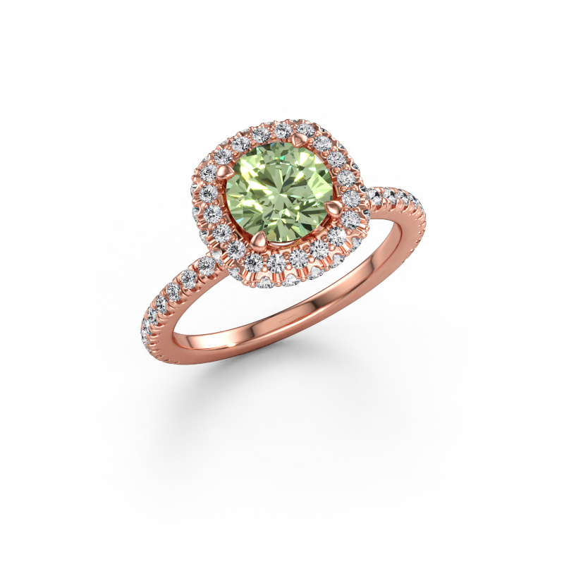 Bild av Förlovningsring Talitha RND 585 roséguld Grön labbodlad diamant 6.5 mm