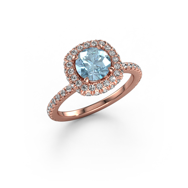 Bild von Verlobungsring Talitha RND 585 Roségold Blauer Labordiamant 6.5 mm