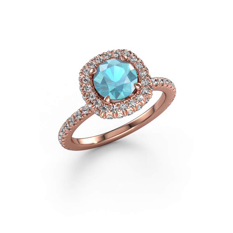 Bild von Verlobungsring Talitha RND 585 Roségold Blau Topas 6.5 mm