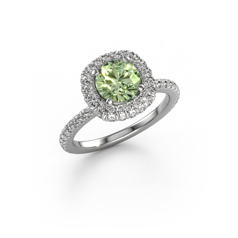 Image of Engagement ring Talitha RND 950 platinum Green lab grown diamond 6.5 mm